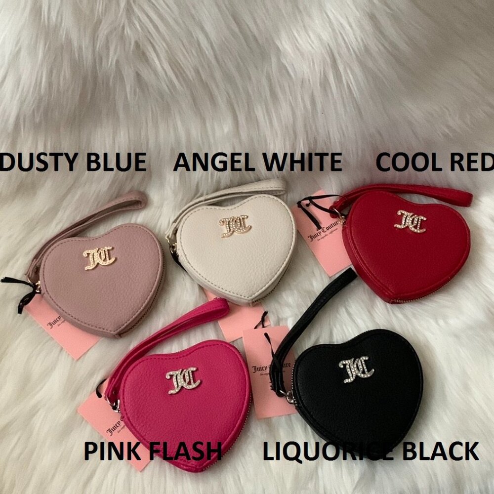 JUICY COUTURE No Rules Heart Zip Around Wristlets (5) COLORS TO PICK